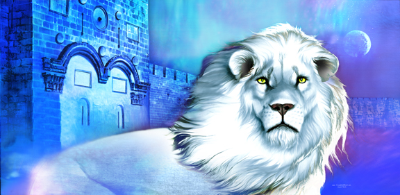 White Lion Flag - white lion banner - white lion praise banner - worship banners